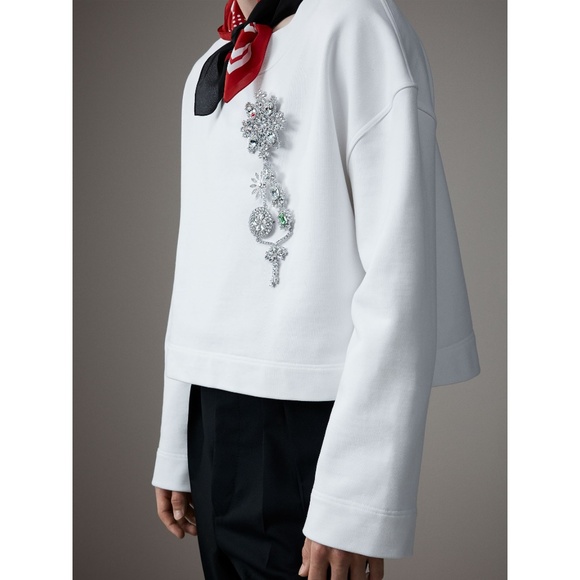 πHPπNWT$995 Burberry Sweatshirt w/Crystal Brooch - Picture 2 of 8